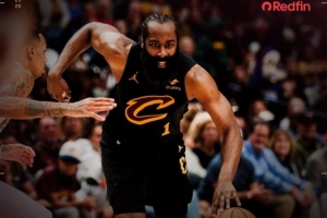 零罚球砍20+6+10&正负值+14!骑士发布赢球海报:封面人物哈登 配图