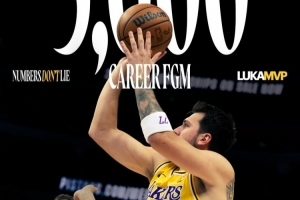 里程碑!东契奇生涯运动战进球数达5000个 湖人官推送上祝贺 配图