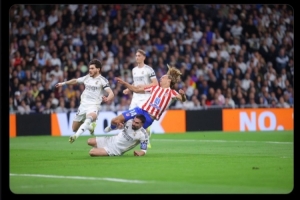 马竞社媒晒德比战略伦特被铲倒照片：等待西班牙足协裁判评议 配图