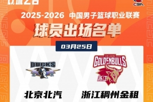 北京VS浙江大名单出炉!麦基&周琦坐镇北京内线 ! 配图