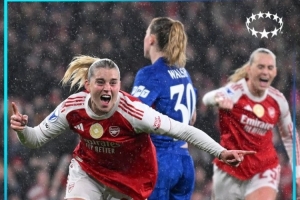 女子欧冠1/4决赛首回合：阿森纳3-1切尔西，凯莉、鲁索、詹妹进球 配图