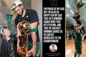 Deuce鼓励塔图姆:为爸爸感到骄傲&他是超级大英雄 继续去夺冠吧 配图