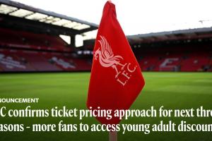 引发球迷不满！利物浦官方：未来三年球票涨价，幅度最高不超过5% 配图