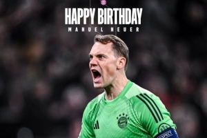 拜仁官方为诺伊尔庆生：GOAT迎来40岁生日，祝你生日快乐 配图