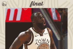 6+4+10！勇士发布赢球海报：封面为追梦格林怒吼瞬间 配图