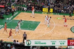 神了！普理查德底角外线继续开火 三分6中6已砍28分 配图