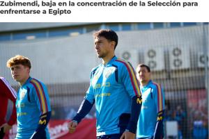 返厂人员+1！官方：苏维门迪退出本期国家队，为阿森纳本月第11人 配图