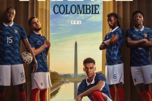 法国队发布对阵哥伦比亚海报：杜埃、谢尔基、卡马文加出镜 配图