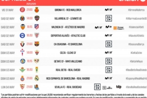 西甲第34轮:5月3日3点奥萨苏纳vs巴萨,5月4日3点西班牙人vs皇马 配图