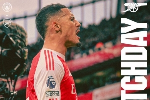 大战在即！阿森纳发布对阵曼城海报，萨利巴单人出镜 配图