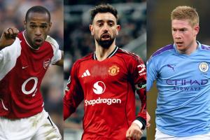 还剩5场！B费已送出18次助攻，英超纪录是亨利和德布劳内的20次 配图