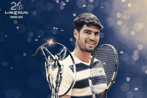 击败登贝莱、辛纳！官方：阿尔卡拉斯当选劳伦斯年度最佳男运动员 配图